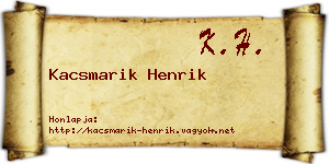 Kacsmarik Henrik névjegykártya